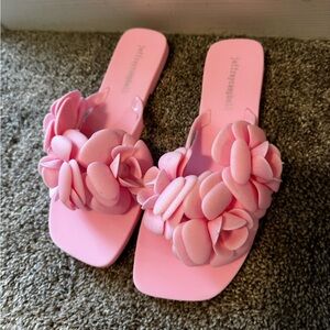 Pink Floral Slide Sandals